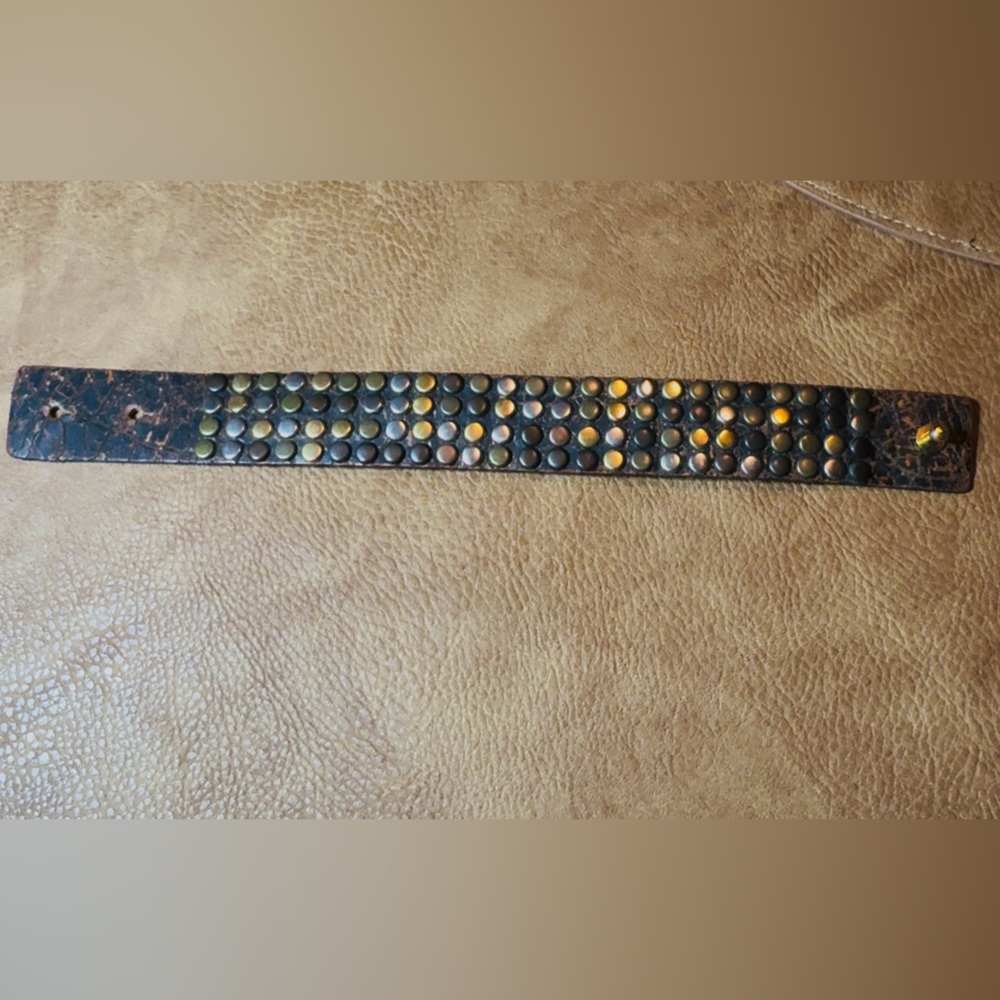 Streets Ahead Brown/Black Distressed Genuine Leather Stud Bracelet